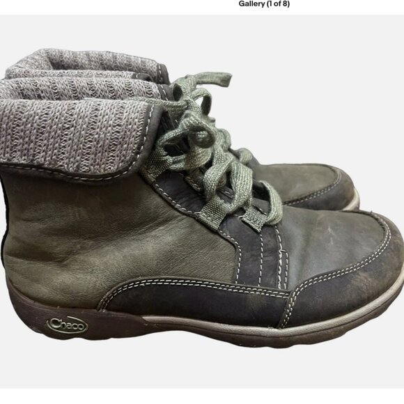 Chaco Barbary Ivy Leather Wool Collar Lace Up Boots Women’s 6.5 - Picture 5 of 8